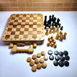 Cuban Chess Checkers Set Suitcase Edition with Handmade Pieces